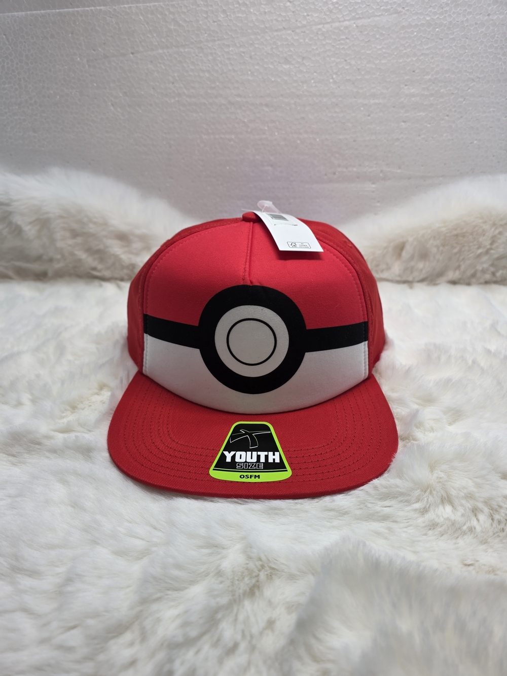 Pokemon Red and White Youth Baseball Cap with Poké Ball Graphic
